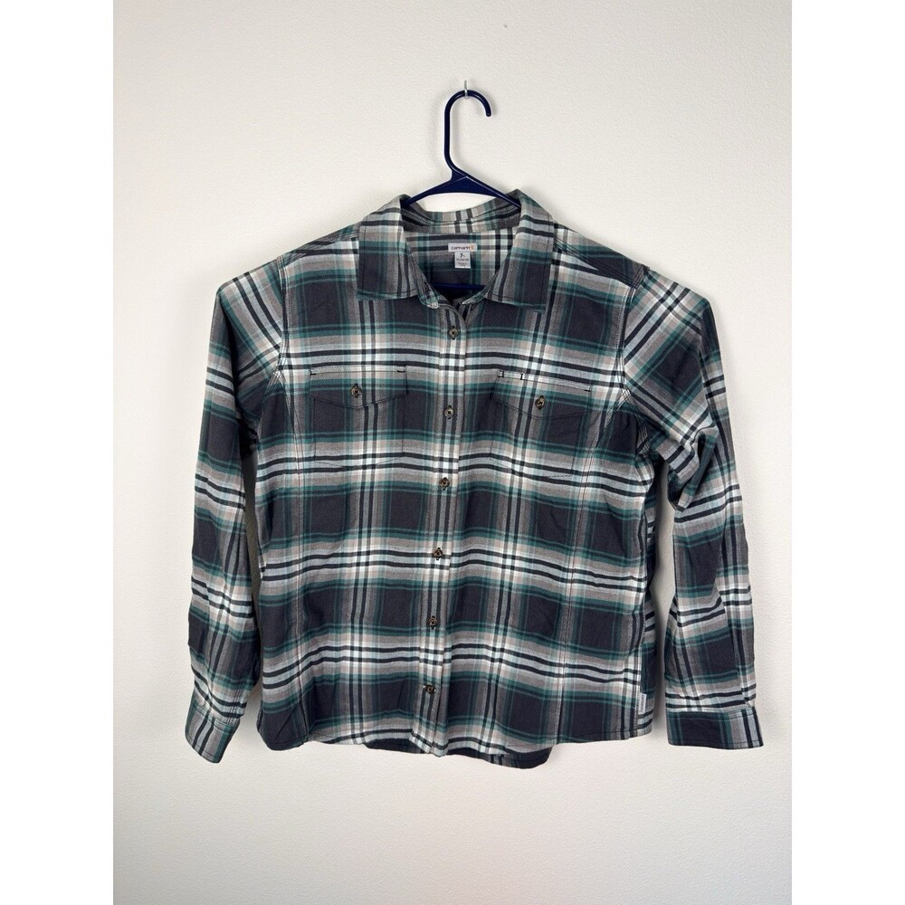 Carhartt Women's Plaid Flannel Button up Shirt Multi Color XL 16/18 Cotton